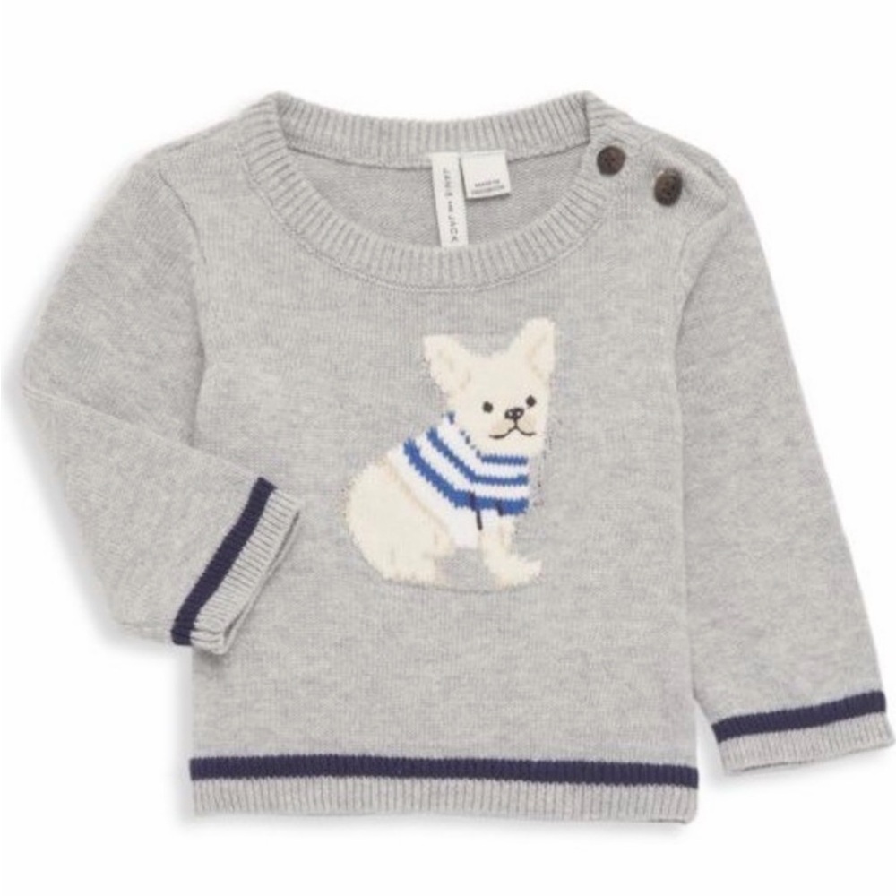 Janie and Jack | Baby French Bulldog Sweater Size 12-18M Worn ONCE